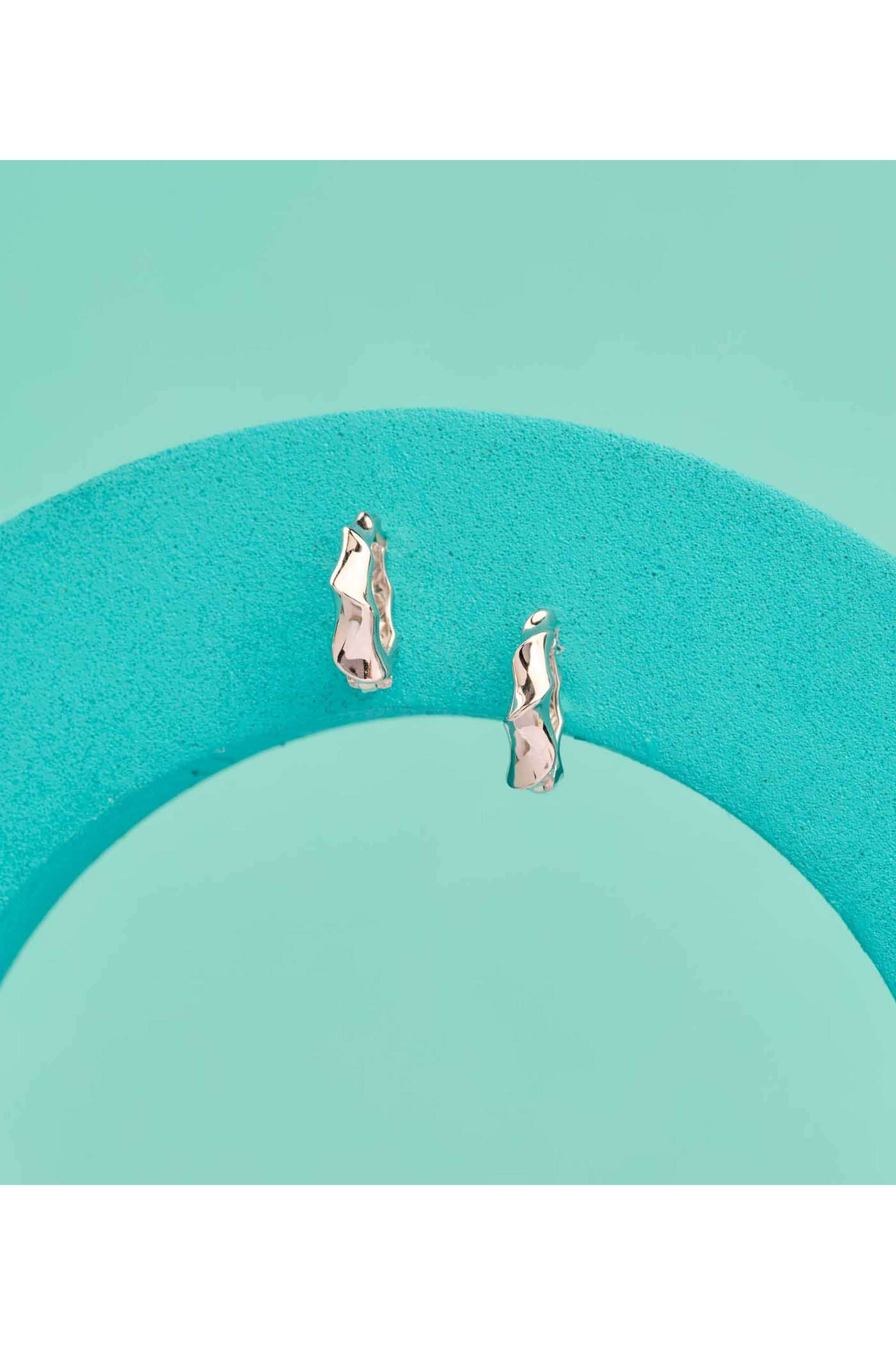 Silver-Casual-Wear-Women-Moonlit-Petal-Earrings