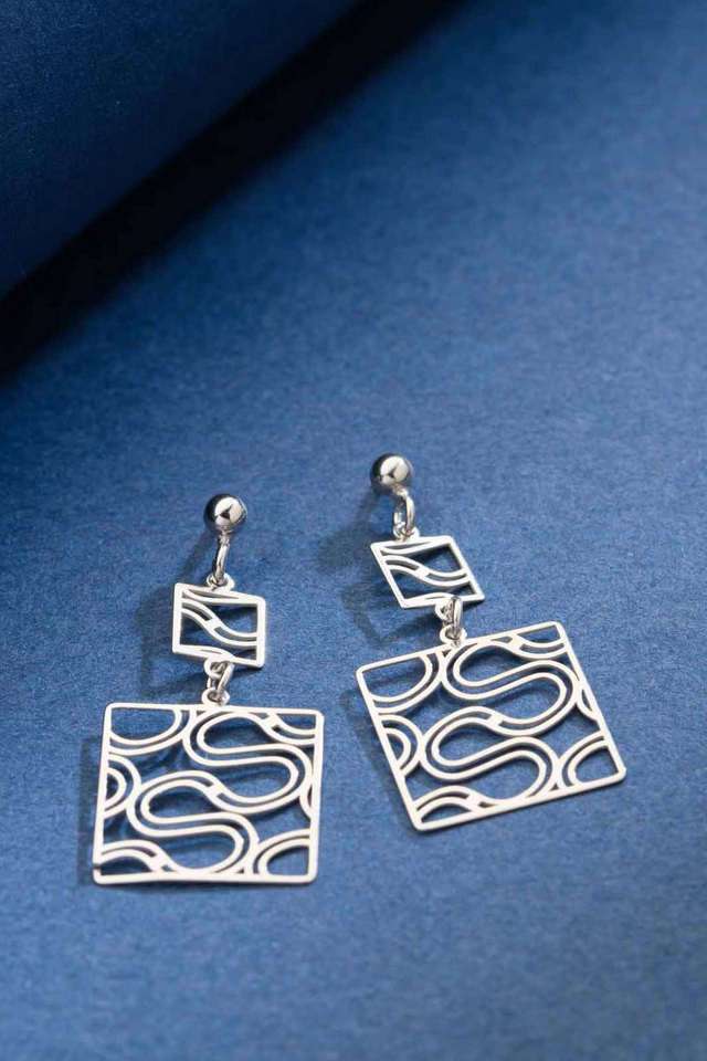 Openwork-Square-Silver-Earring