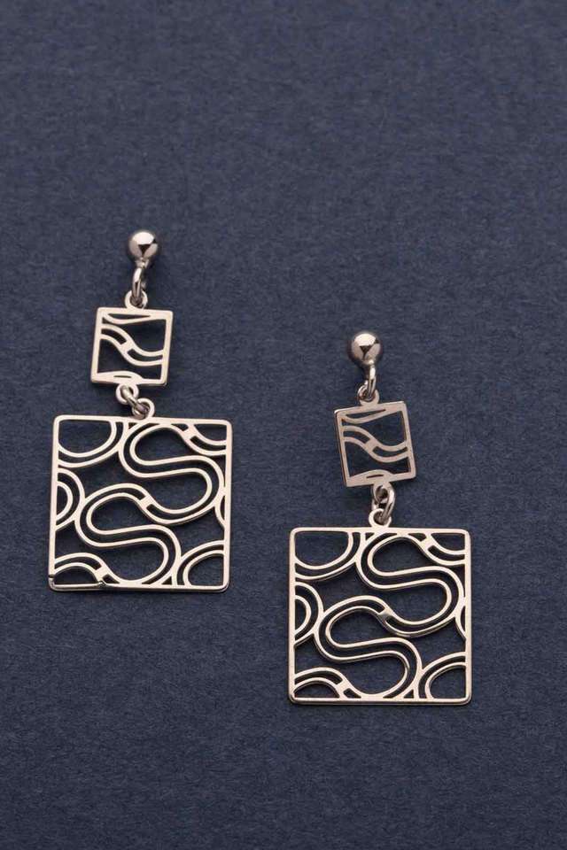 Openwork-Square-Silver-Earring