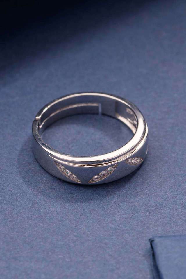Leaf-Petal-Silver-Stone-Men-Ring