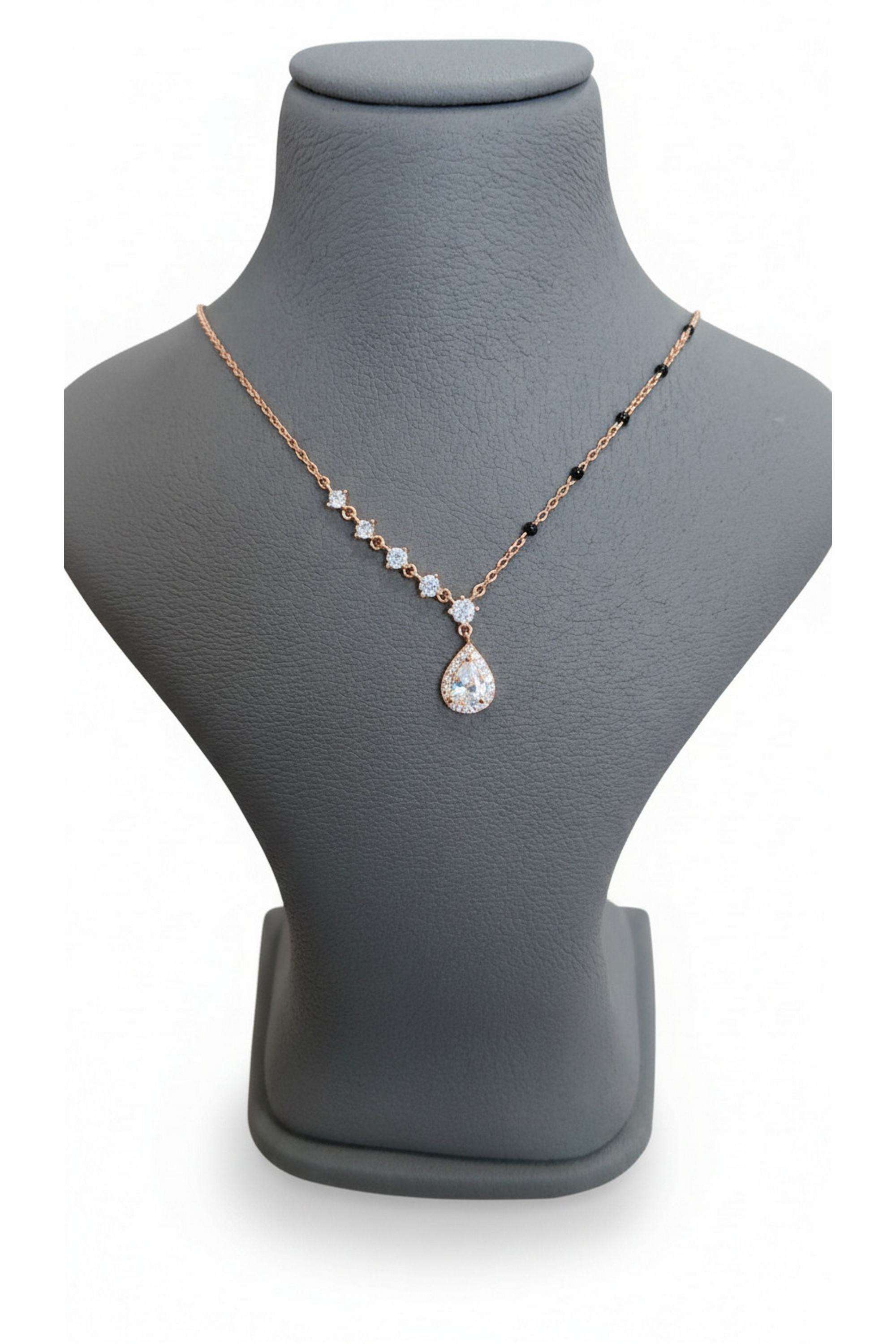 Silver-Spring-Ring-Fusion-Wear-Women-Eternal-Bond-Black-Bead-Mangalsutra