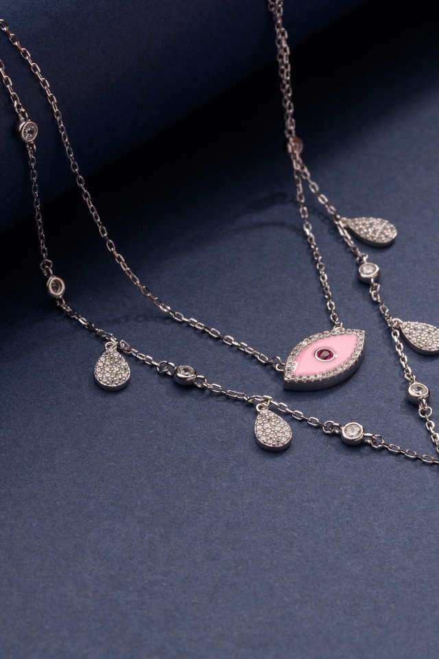 Silver-Evil-Eye-Boho-Queen-Necklace-Set