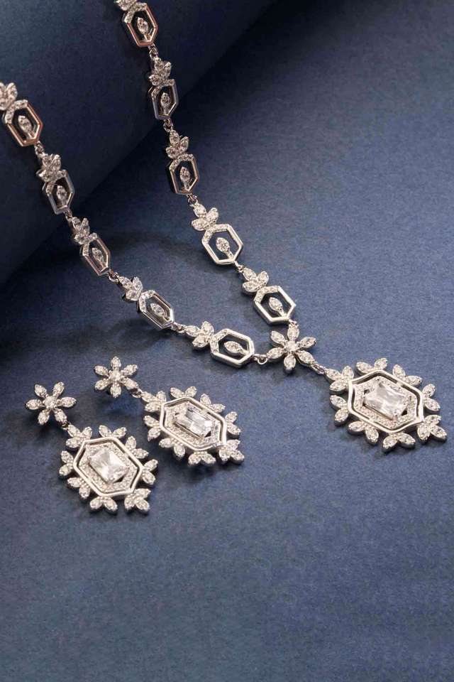 Crystal-Studded-Floral-Link-Necklace-Set