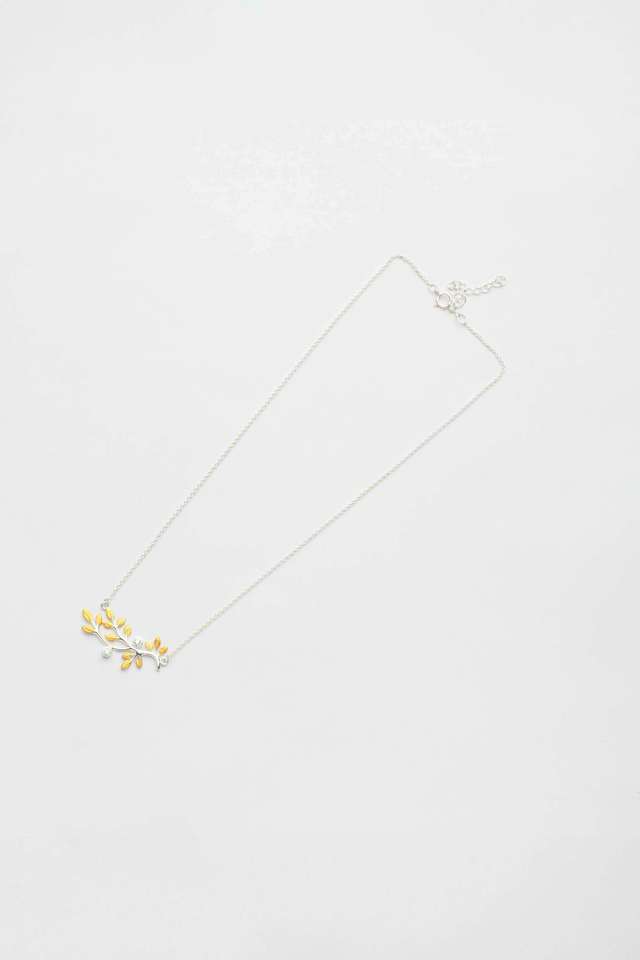 Twig-Leaf-Gold-And-Silver-Necklace-Set
