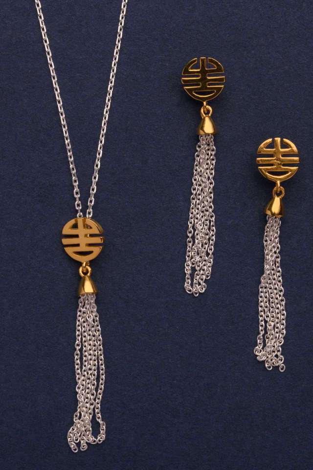 Silver-Tassel-Necklace-Set