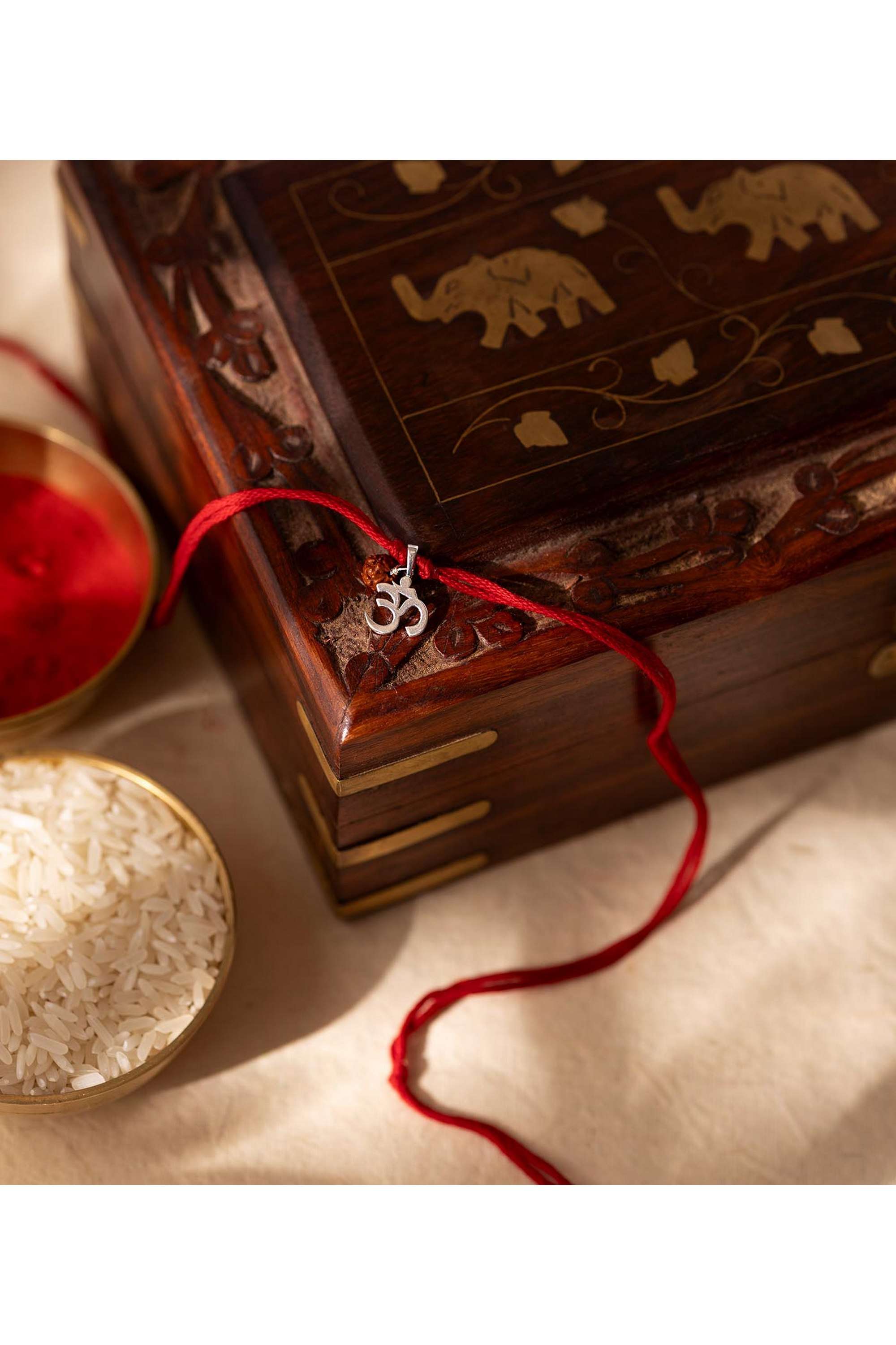 Silver-Ethnic-Men-s-Om-Rudraksha-Rakhi