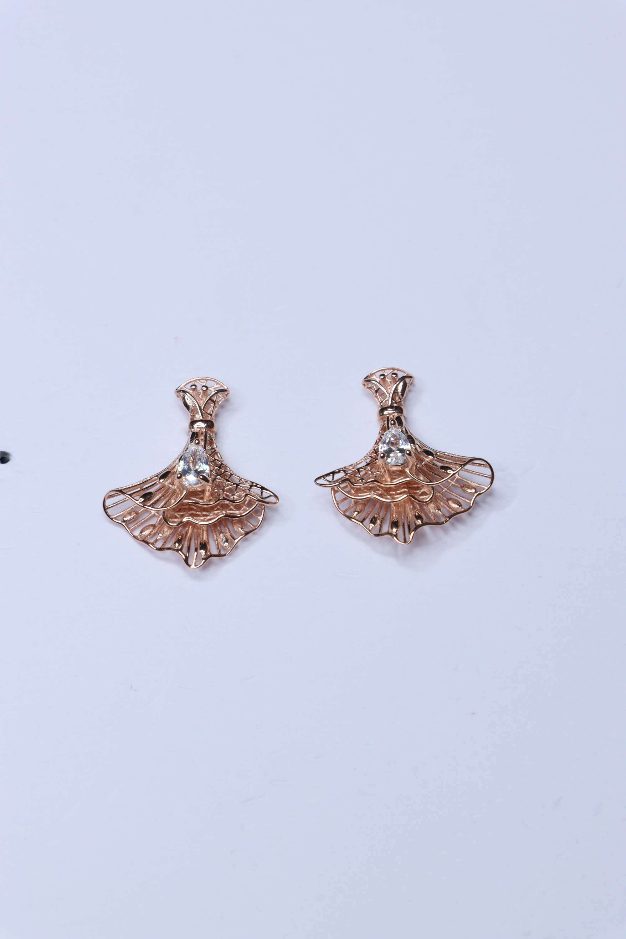 Rose-Gold-Collection-Silver-Casual-Wear-Women-Precious-Droplet-Tops-Earrings