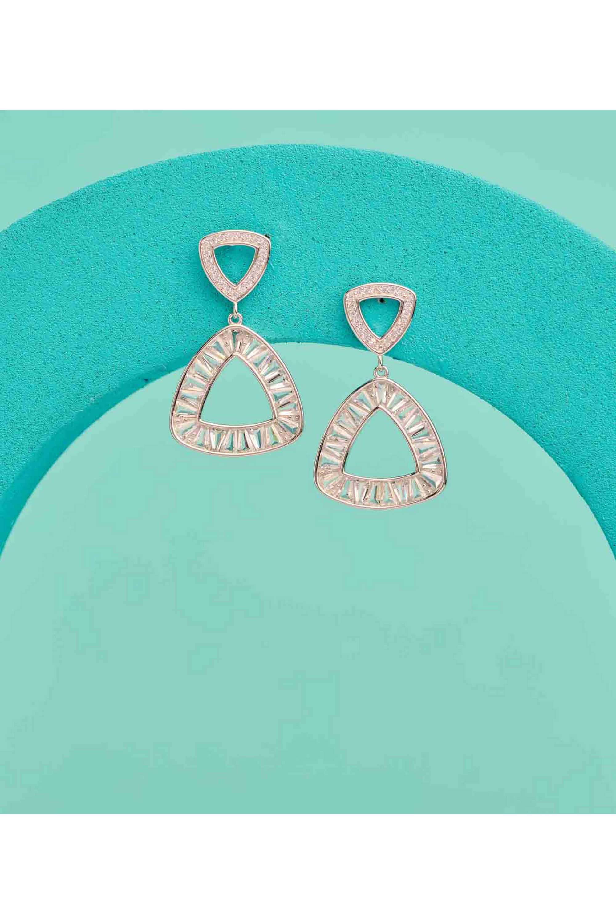 Silver-Casual-Wear-Women-Earrings-Crystal-Charm-Top
