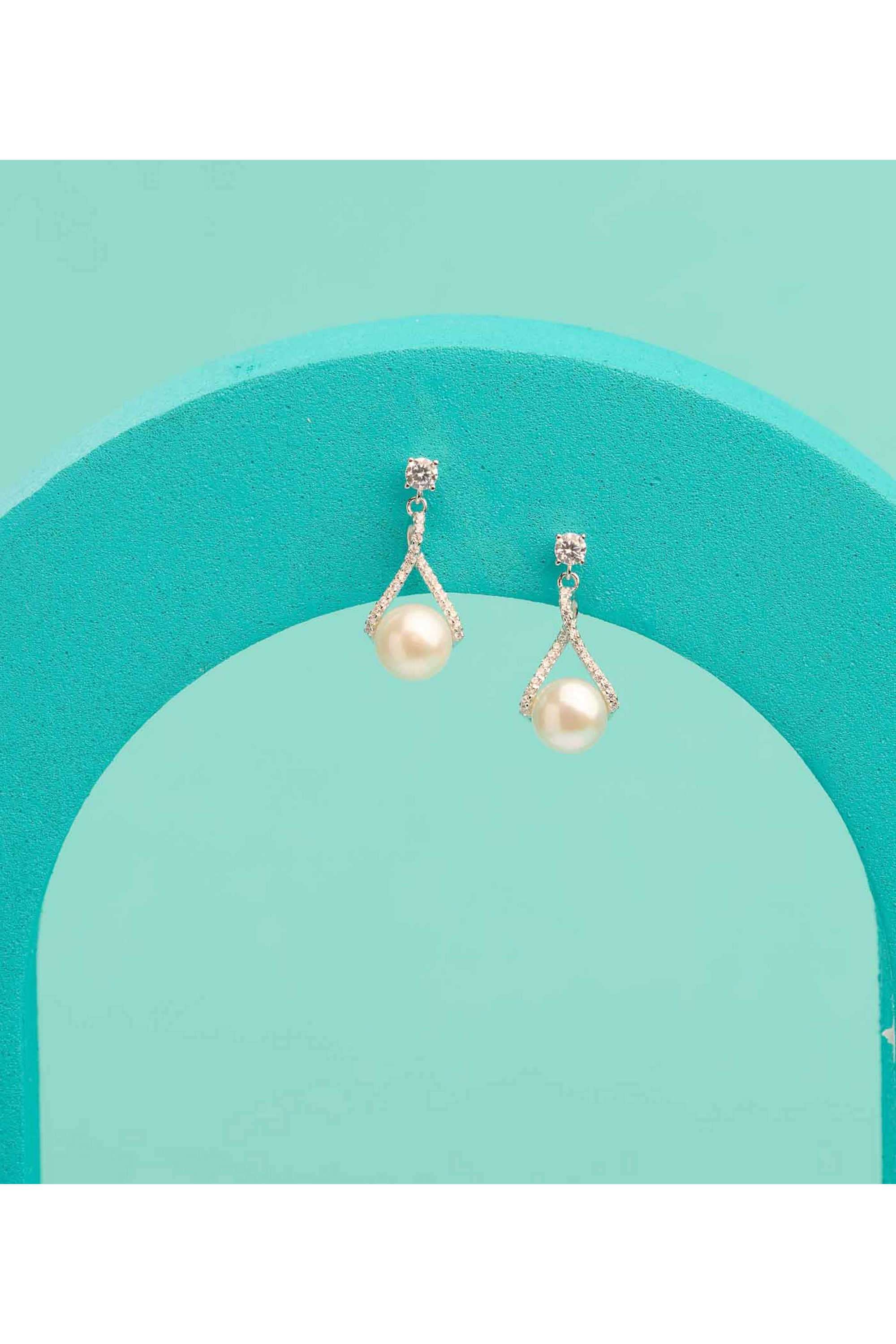 Silver-Casual-Wear-Women-Earrings-Crystal-Veil-Top