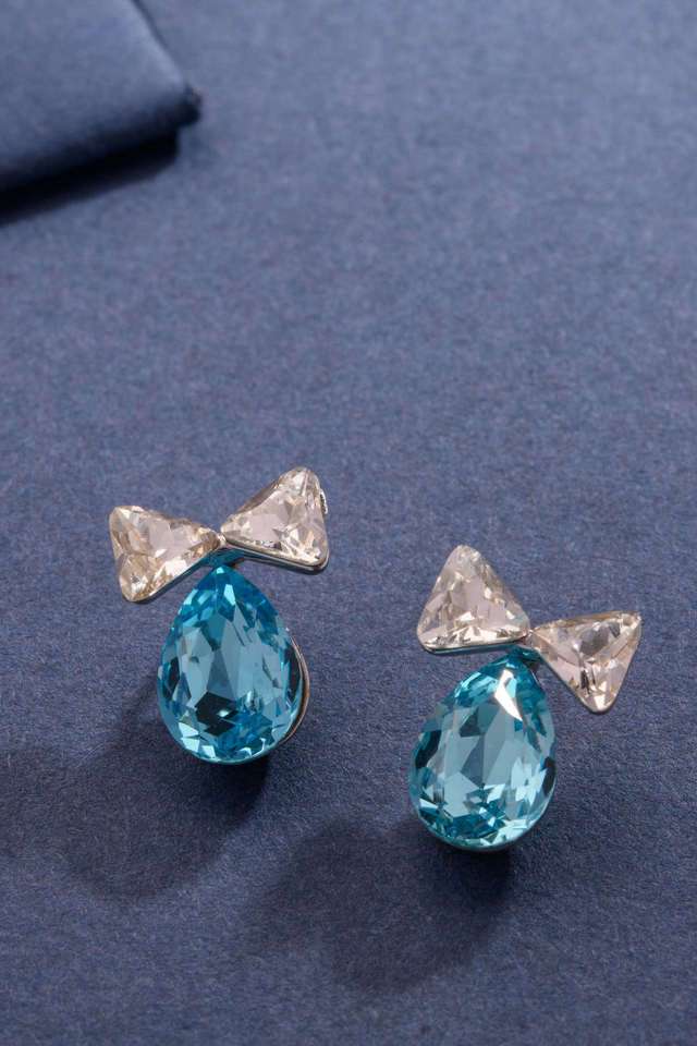 Silver-Blue-Bow-Earrings