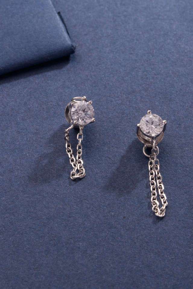 Silver-Stone-Chain-Earrings
