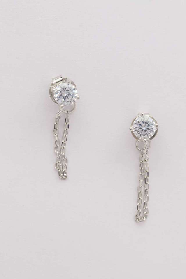 Silver-Stone-Chain-Earrings