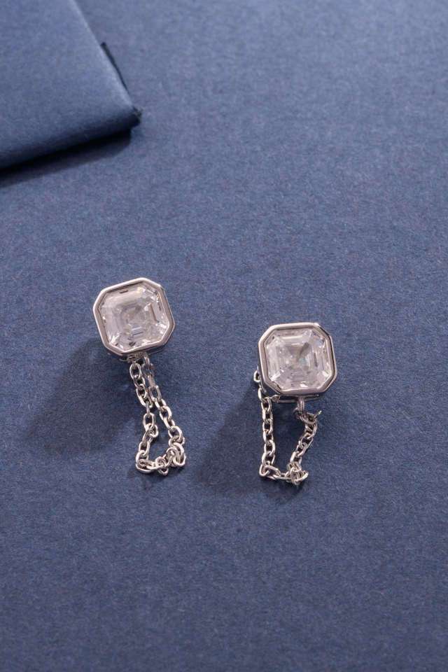 Silver-Stone-Duochain-Earrings