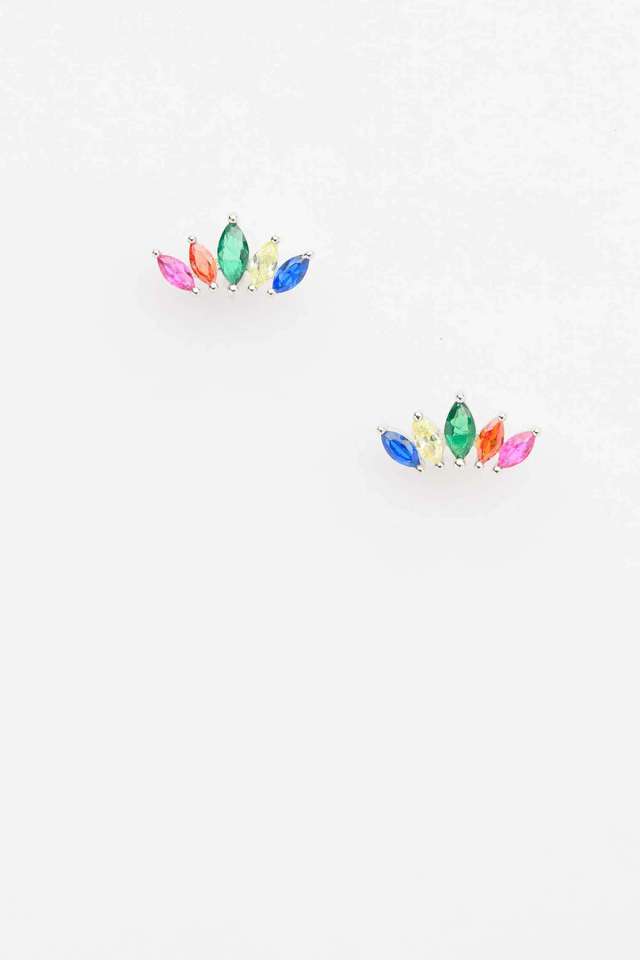 Silver-Multicoloured-Crown-Earrings
