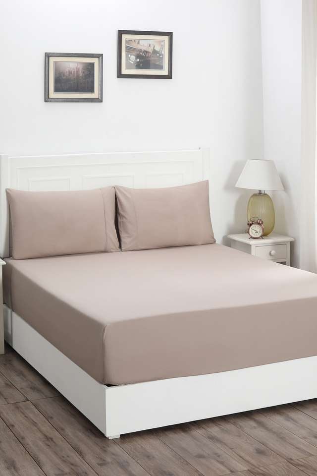 Colorart-Slumber-Solid-Nomad-200-TC-Cotton-Double-Bed-Sheet-With-2-Pillow-Covers
