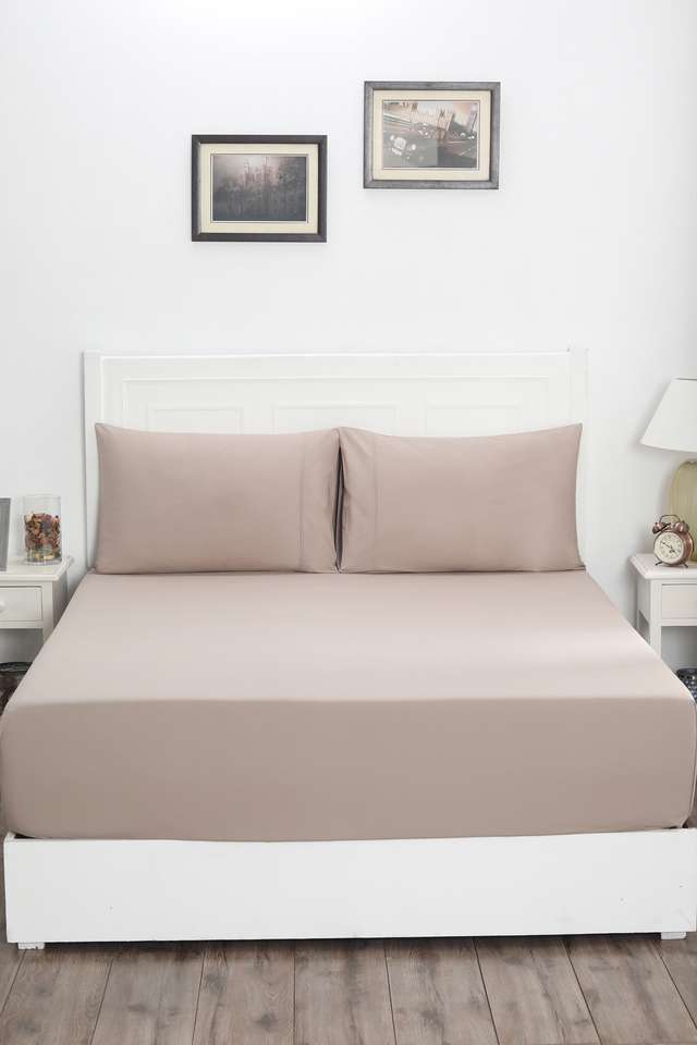 Colorart-Slumber-Solid-Nomad-200-TC-Cotton-King-Bed-Sheet-With-2-Pillow-Covers
