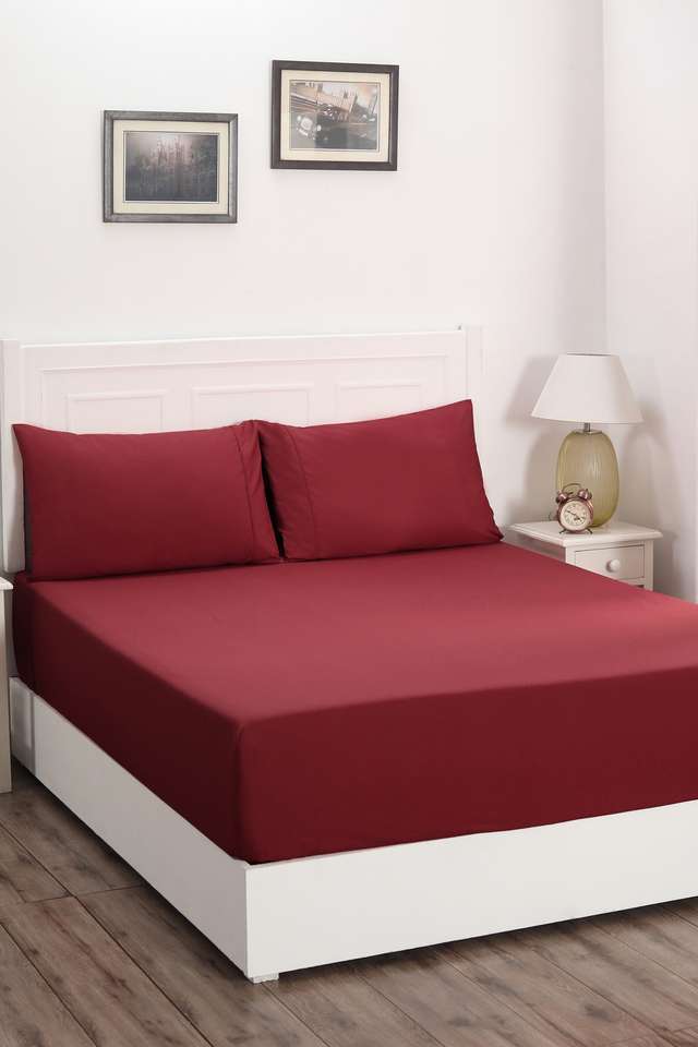 Colorart-Slumber-Solid-Cinnabar-200-TC-Cotton-King-Bed-Sheet-With-2-Pillow-Covers