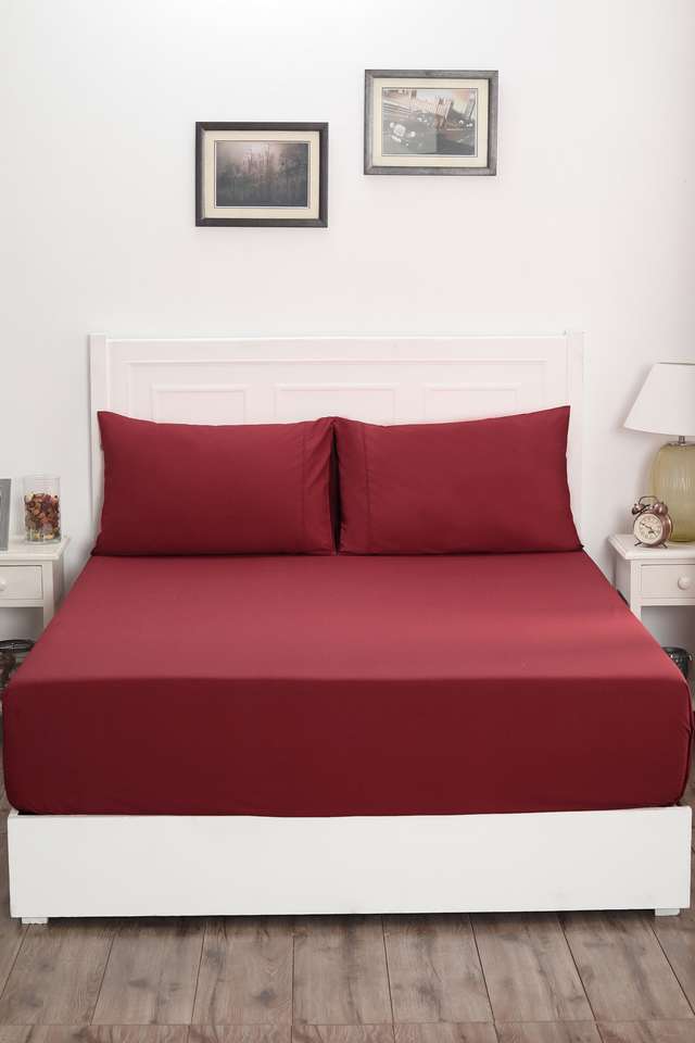 Colorart-Slumber-Solid-Cinnabar-200-TC-Cotton-King-Bed-Sheet-With-2-Pillow-Covers