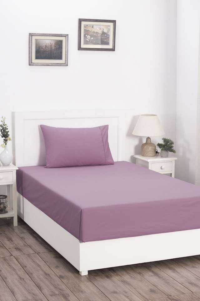 Colorart-Slumber-Solid-Dusky-Orchid-200-TC-Cotton-Single-Bed-Sheet-With-1-Pillow-Cover