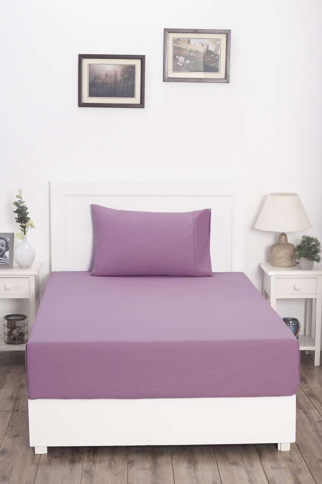 Colorart-Slumber-Solid-Dusky-Orchid-200-TC-Cotton-Single-Bed-Sheet-With-1-Pillow-Cover