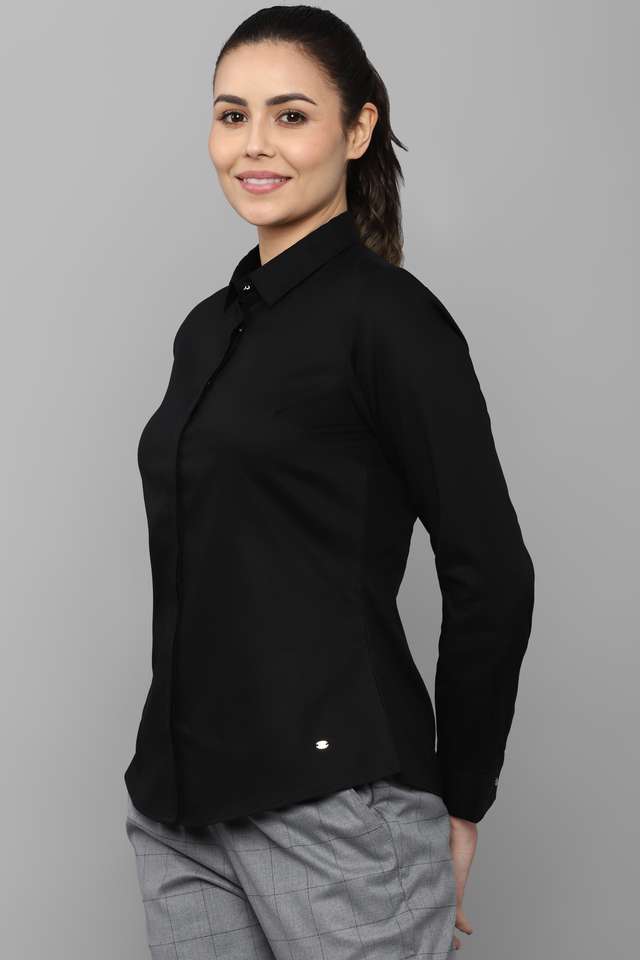 Solid-V-Neck-Cotton-Women-Casual-Wear-Shirt