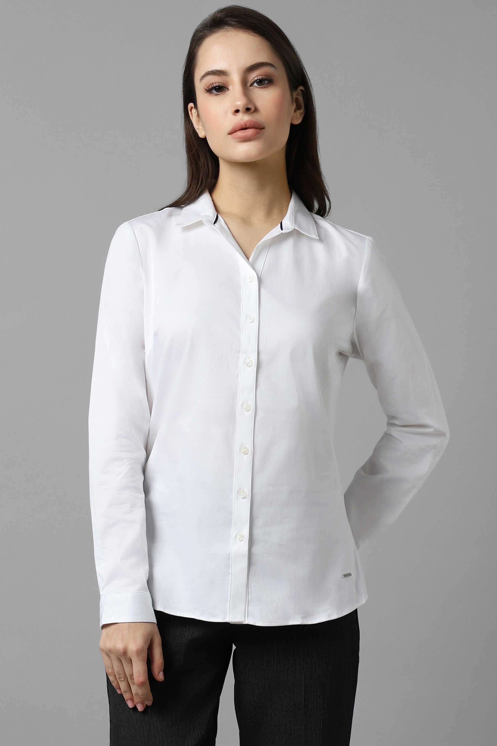 Solid-Cotton-Women-s-Formal-Wear-Shirt