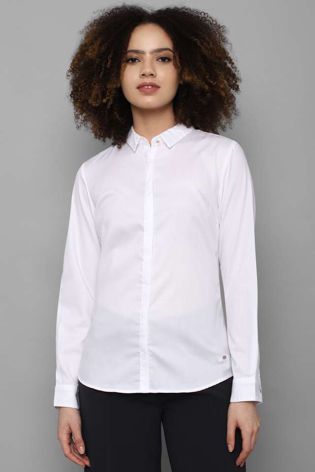 Solid-V-Neck-Cotton-Women-Casual-Wear-Shirt