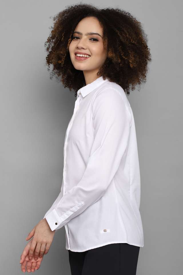 Solid-V-Neck-Cotton-Women-Casual-Wear-Shirt