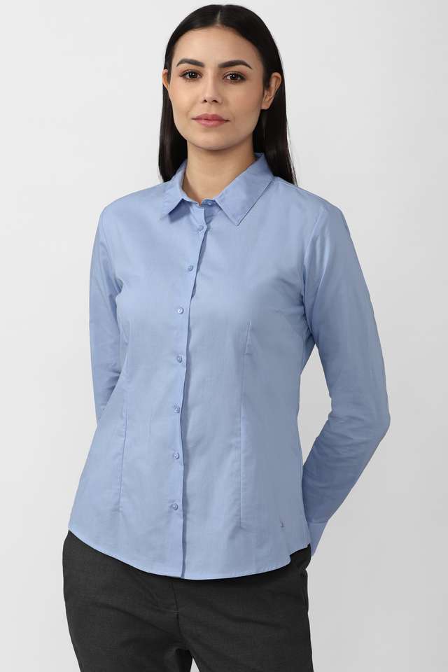 Solid-Collared-Cotton-Women-Formal-Wear-Shirt