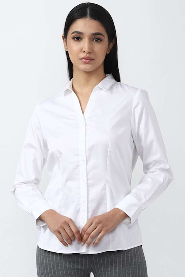 Van Heusen White Formal Shirt For Ladies Online VAN HEUSEN Solid