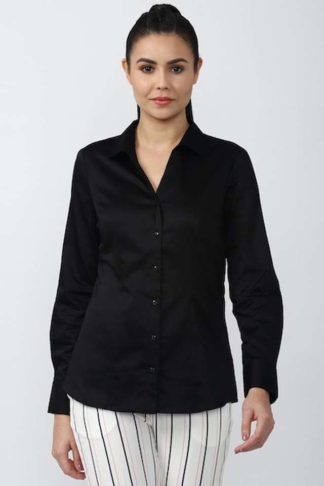 Solid-Collared-Cotton-Women-Formal-Wear-Shirt