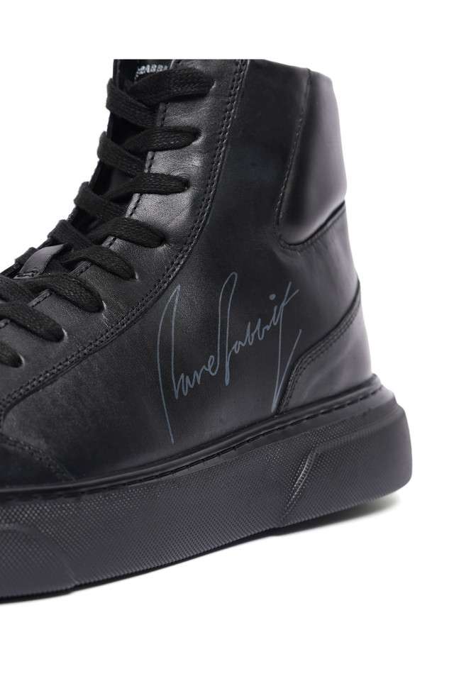 Rare Rabbit Black Mid Top Shoes Rare Rabbit Men's Black Sneakers