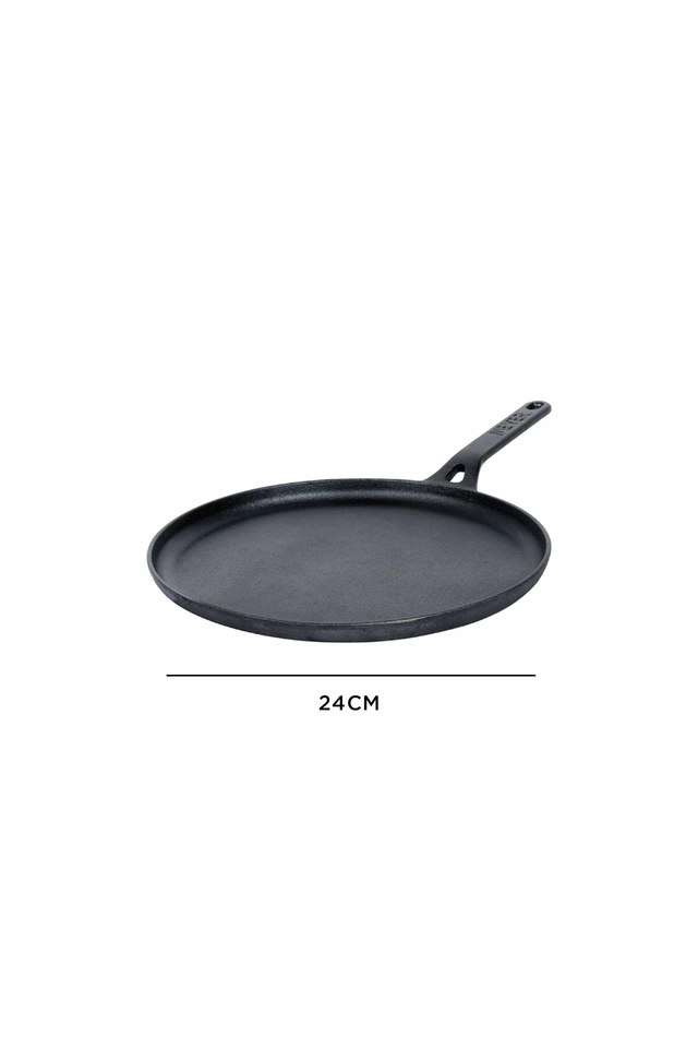 Pre-Seasoned-Cast-Iron-Flat-Dosa-Tawa -24-cm -Black