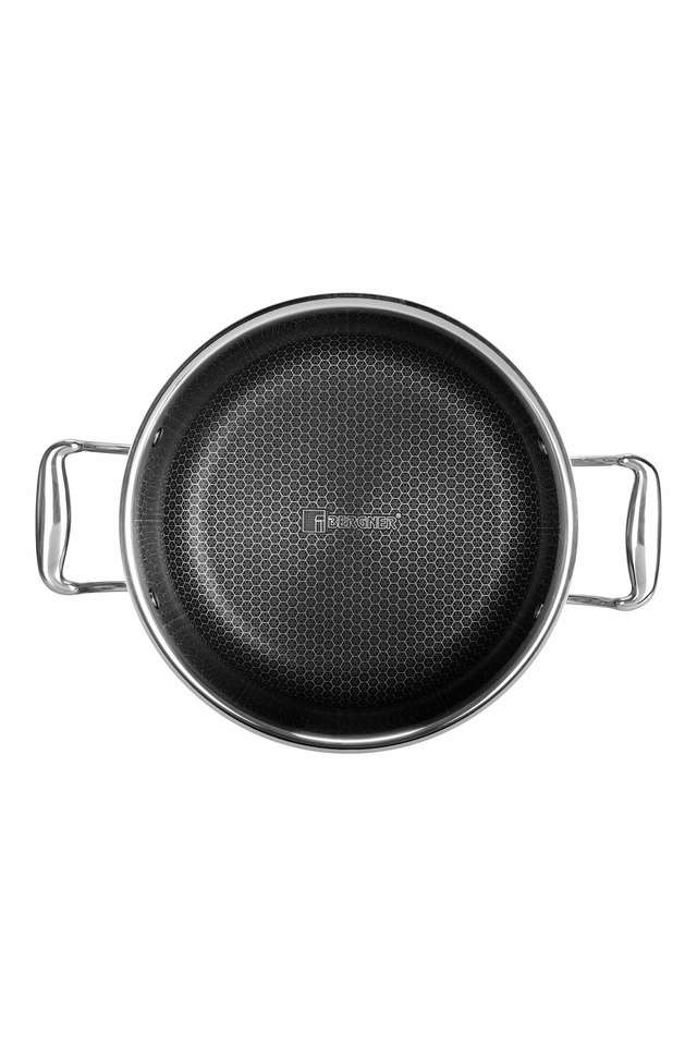 Hitech-Prism-Triply-Stainless-Steel-Non-Stick-Casserole-with-Glass-Lid -24-cm -5.3-Liters -Induction-Base -Silver