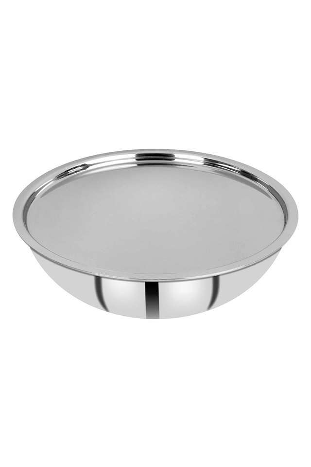 Hitech-Prism-Triply-Stainless-Steel-Non-Stick-Tasra-with-Stainless-Steel-Lid -28-cm -3.9-Liters -Induction-Base -Silver