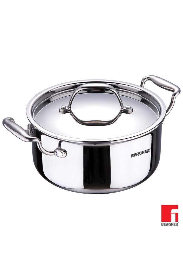 Argent-Triply-Stainless-Steel-Casserole-with-Stainless-Steel-Lid -28-cm -8.3-Litres -Induction-Base -Silver