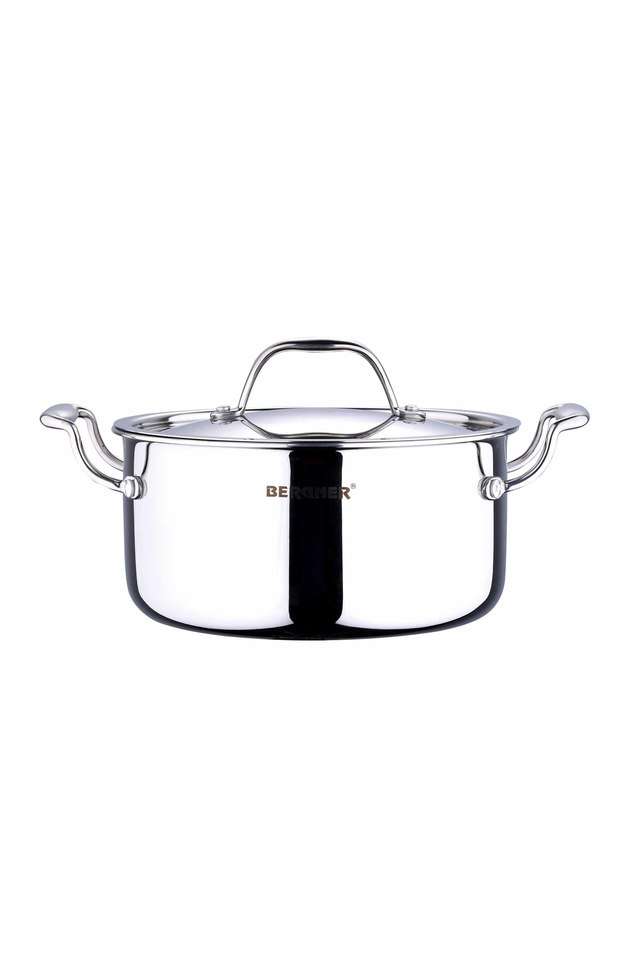 Argent-Triply-Stainless-Steel-Casserole-with-Stainless-Steel-Lid -28-cm -8.3-Litres -Induction-Base -Silver
