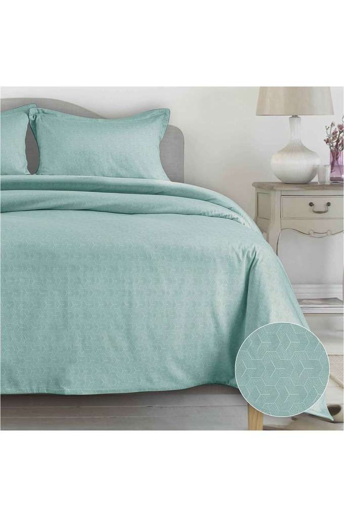 Yogalife-Tokyo-Cotton-500-TC-King-Bed-Sheet-with-2-Pillow-Covers---01-Mint