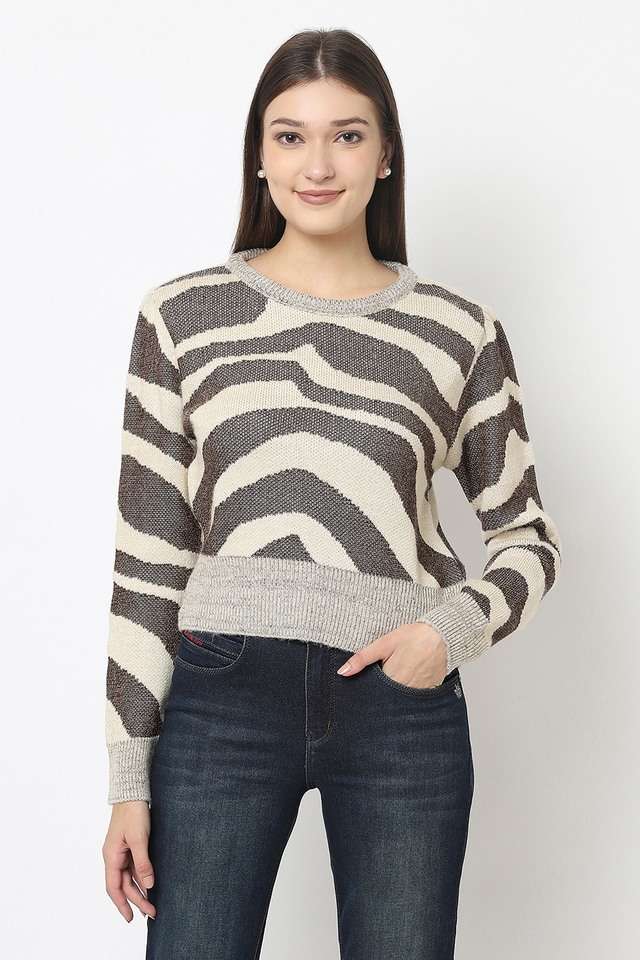 crimsoune club Animal Print Round Neck Acrylic Women Sweater-picture-33