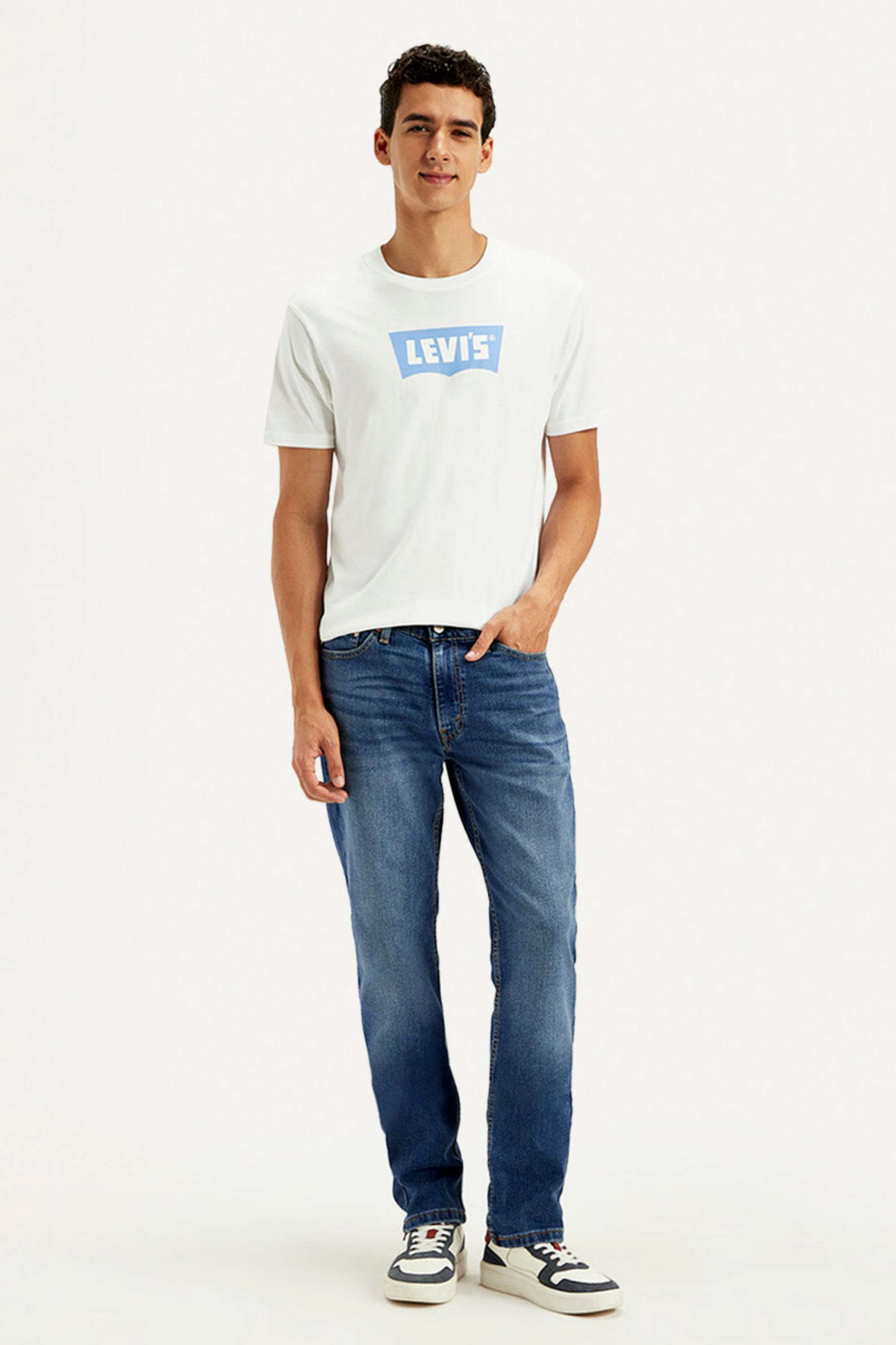 Light-Wash-Cotton-Blend-Slim-Fit-Men-Jeans