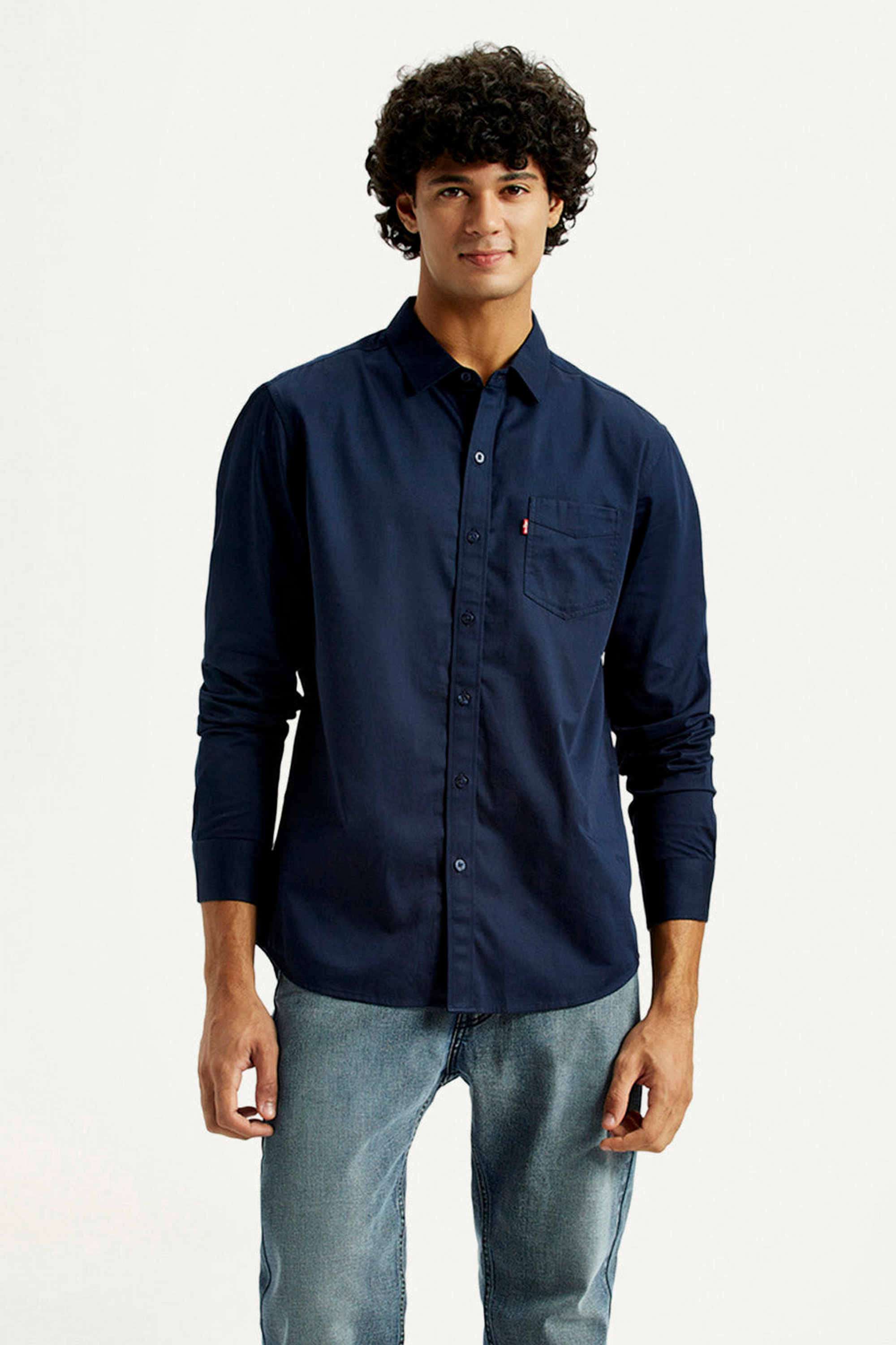 Solid-Cotton-Stretch-Regular-Fit-Men-s-Shirt