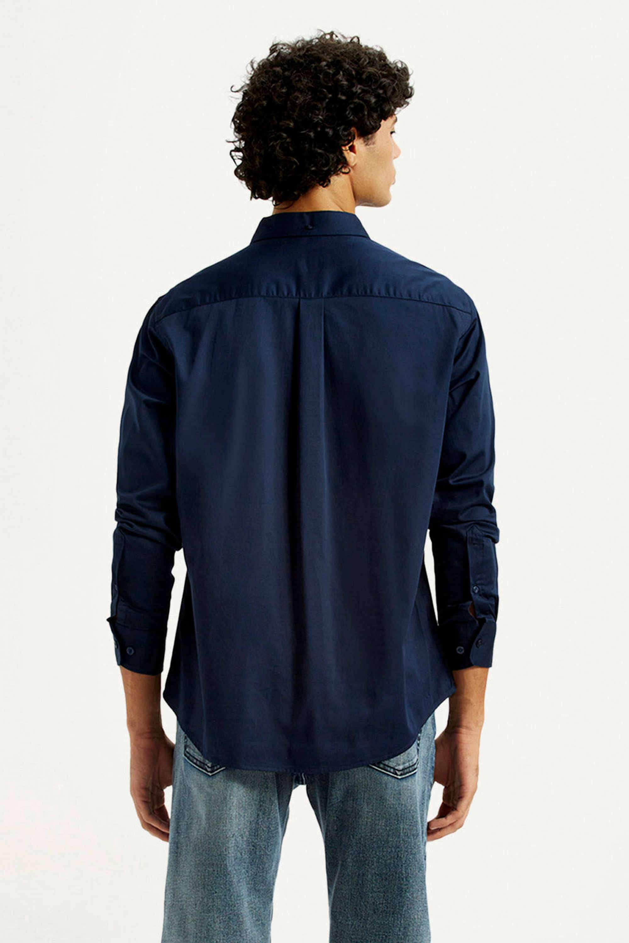 Solid-Cotton-Stretch-Regular-Fit-Men-s-Shirt