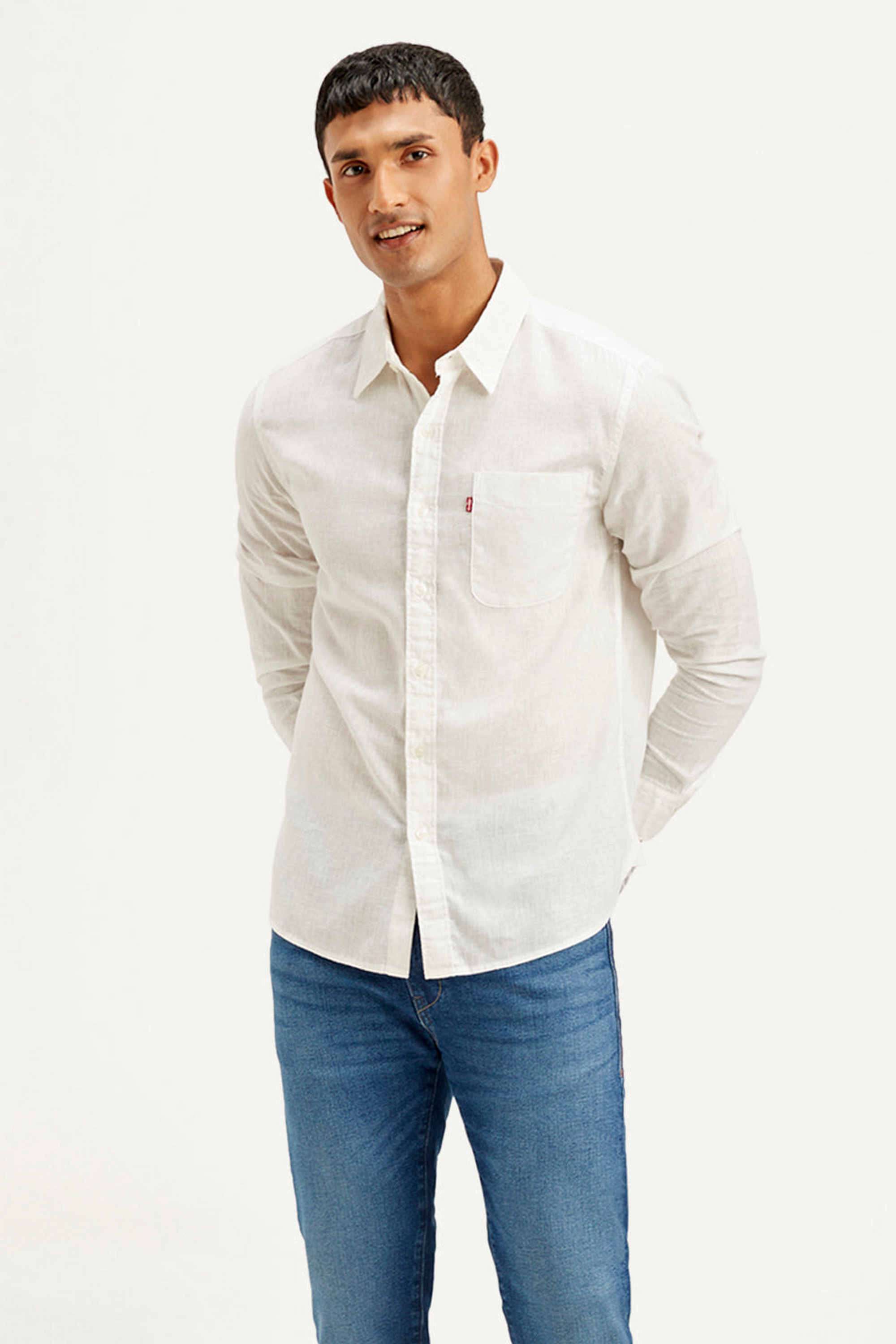 Solid-Cotton-Linen-Blend-Regular-Fit-Men-s-Shirt