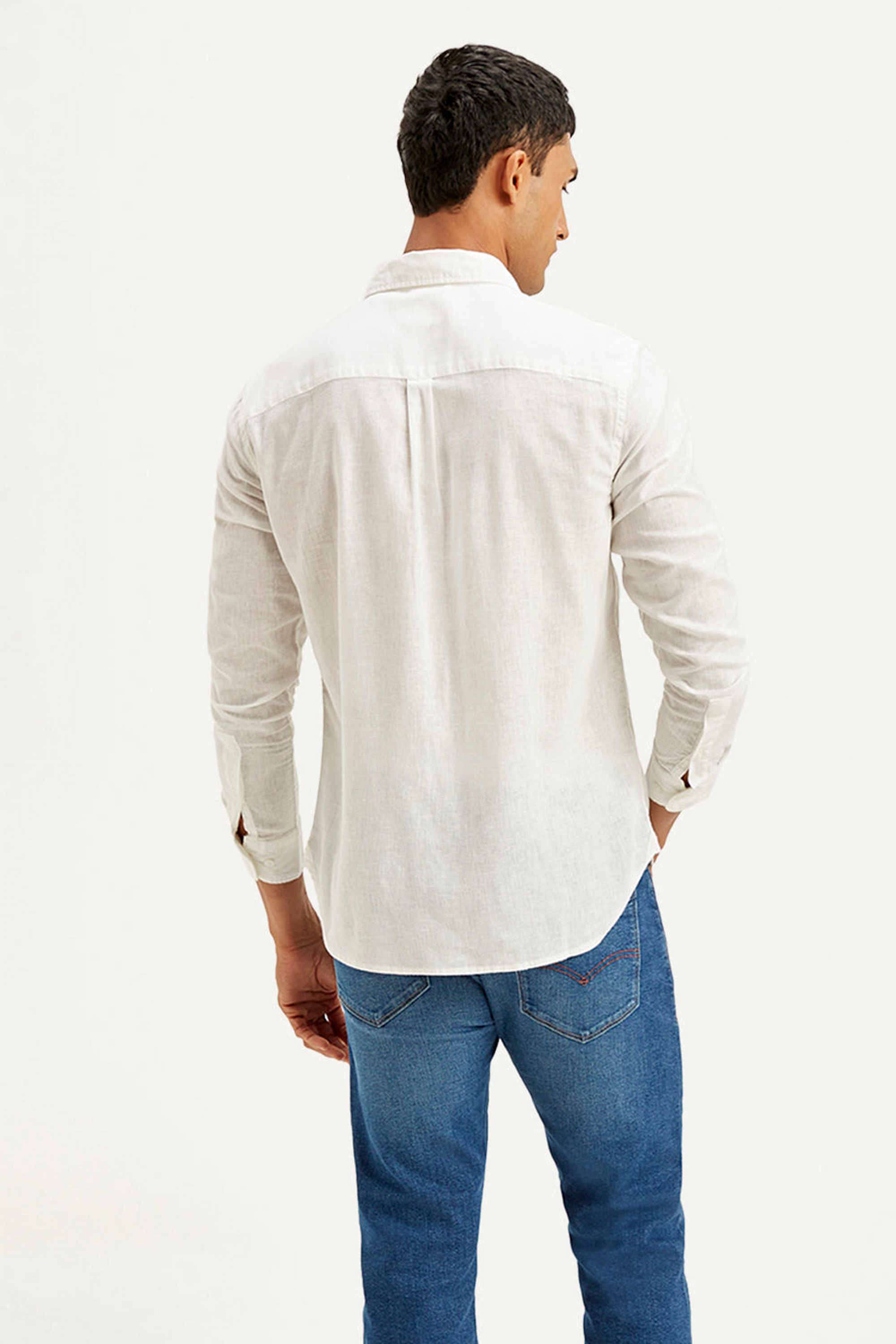 Solid-Cotton-Linen-Blend-Regular-Fit-Men-s-Shirt