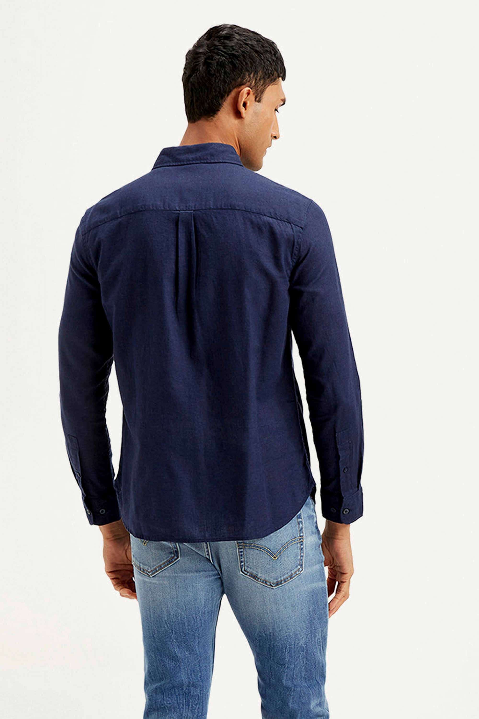 Solid-Cotton-Linen-Blend-Regular-Fit-Men-s-Shirt