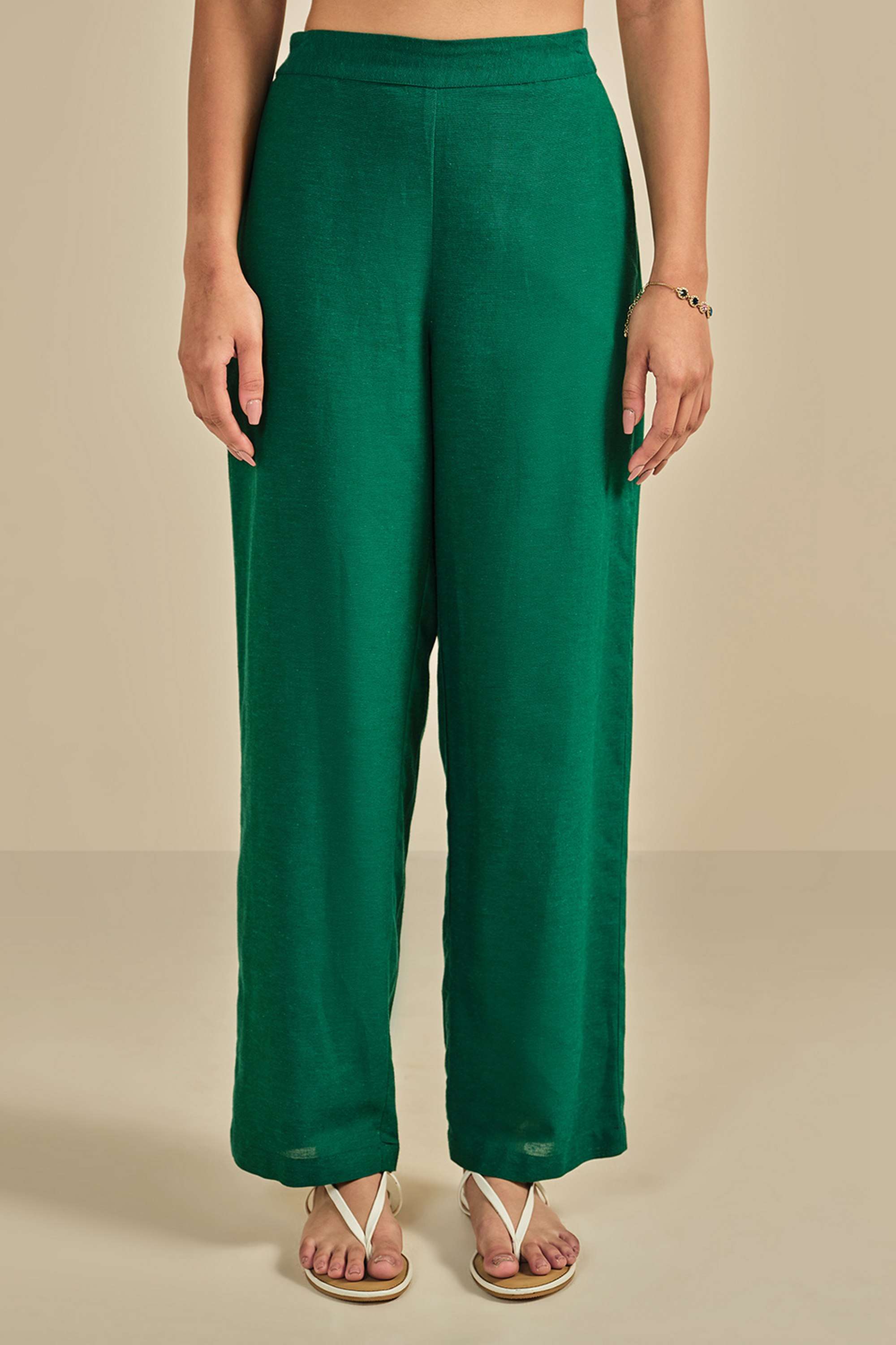 Solid-Regular-Fit-Viscose-Blend-Women-s-Formal-Wear-Pants