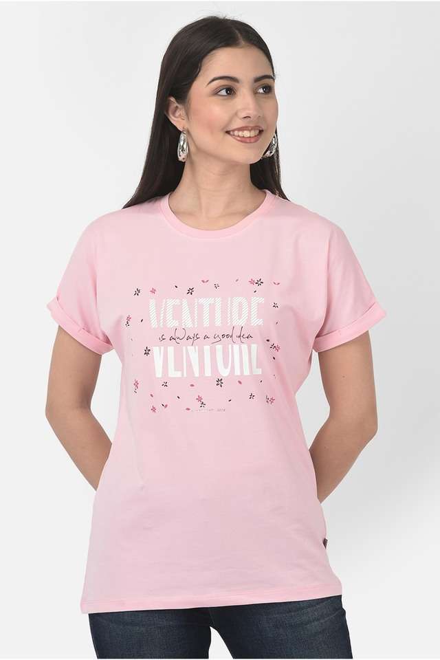 crimsoune club Typographic Cotton Blend Round Neck Women T-Shirt-picture-15