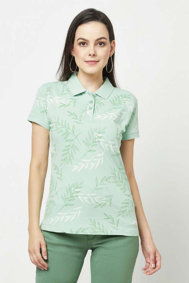 crimsoune club Printed Cotton Blend Collared Women T-Shirt-picture-20