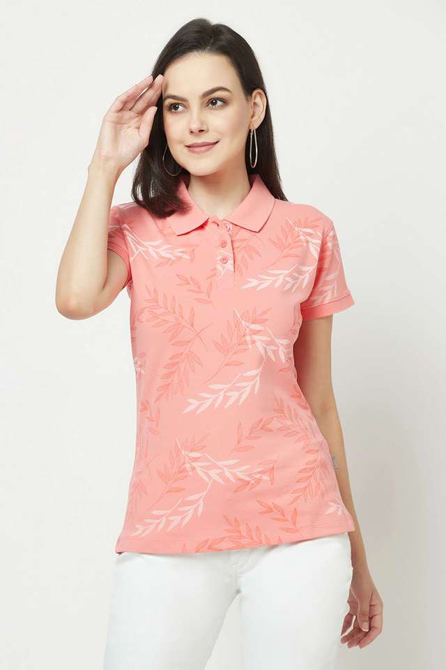 crimsoune club Printed Cotton Blend Collared Women T-Shirt-picture-21