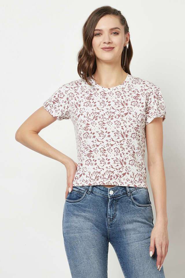 crimsoune club Printed Blended Fabric Round Neck Women T-Shirt-picture-40